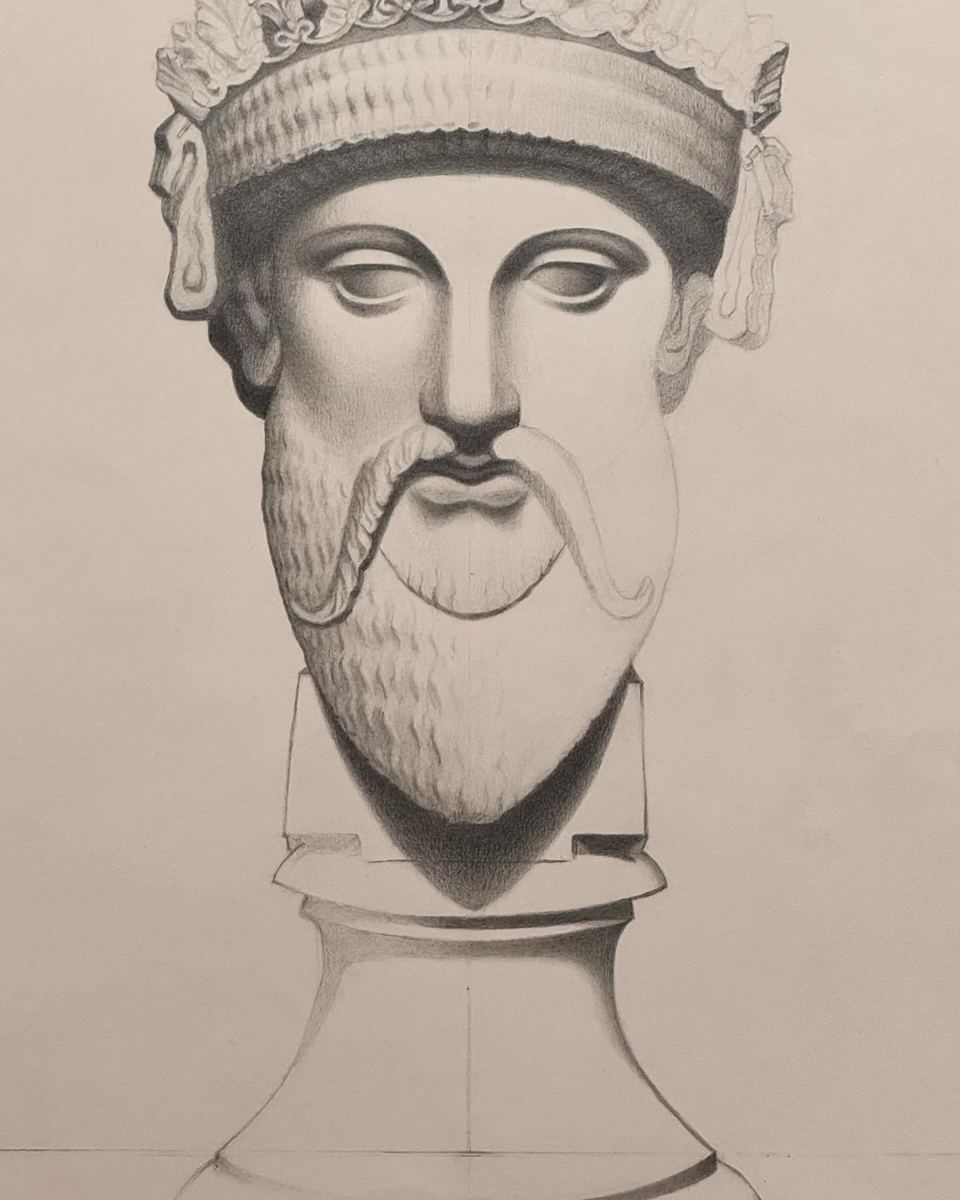 Jupiter Trophonius Bust — Graphite on paper