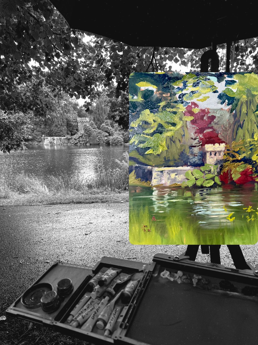 The Folly Pond — Oil on linen board · painted on site