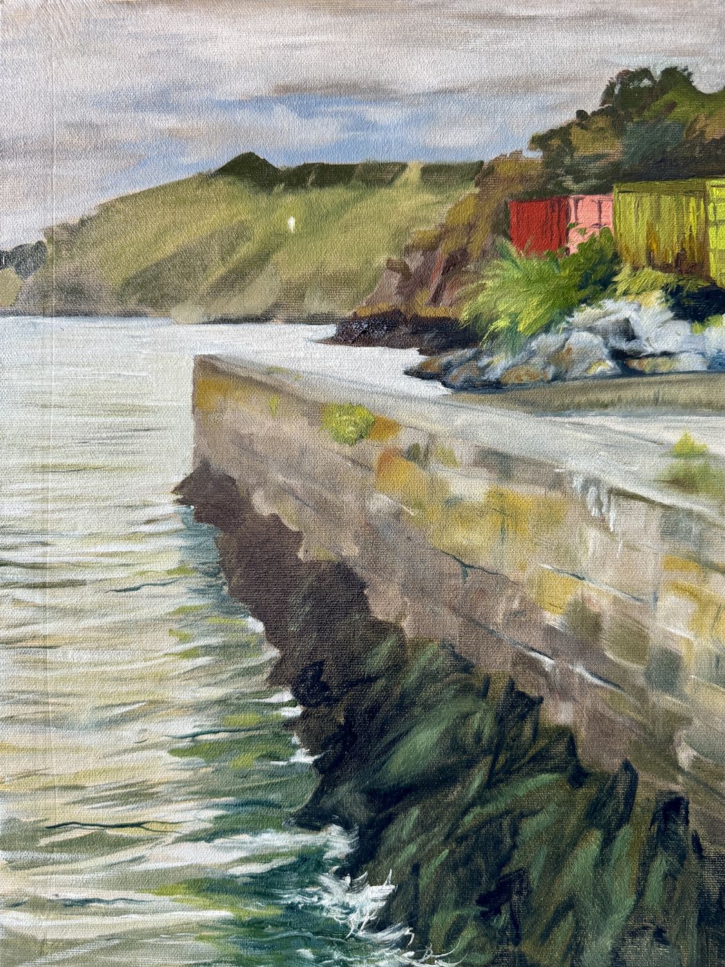 Painting — harbour wall en plein air
